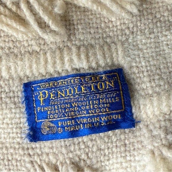 Pendleton Wool Blanket with Cream Texture Vintage - Picture 2 of 9